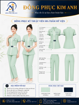 Đồng Phục Kim Anh nhận may đồng phục spa giá rẻ HCM cho spa, thẩm mỹ viện, clinic và cơ sở chăm sóc sắc đẹp. Hỗ trợ may đo theo yêu cầu, thiết kế maquette, nhận may số lượng ít, tư vấn mẫu cho lễ tân, kỹ thuật viên, chăm sóc khách hàng và báo giá rõ ràng tại TP.HCM.