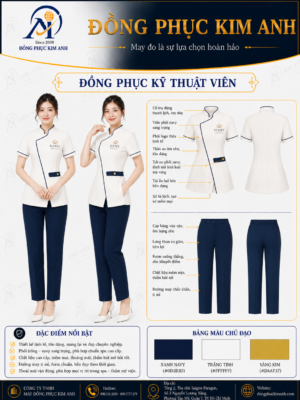 Đồng Phục Kim Anh nhận may đồng phục spa giá rẻ HCM cho spa, thẩm mỹ viện, clinic và cơ sở chăm sóc sắc đẹp. Hỗ trợ may đo theo yêu cầu, thiết kế maquette, nhận may số lượng ít, tư vấn mẫu cho lễ tân, kỹ thuật viên, chăm sóc khách hàng và báo giá rõ ràng tại TP.HCM.
