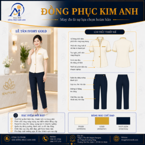 Đồng Phục Kim Anh nhận may đồng phục spa giá rẻ HCM cho spa, thẩm mỹ viện, clinic và cơ sở chăm sóc sắc đẹp. Hỗ trợ may đo theo yêu cầu, thiết kế maquette, nhận may số lượng ít, tư vấn mẫu cho lễ tân, kỹ thuật viên, chăm sóc khách hàng và báo giá rõ ràng tại TP.HCM.